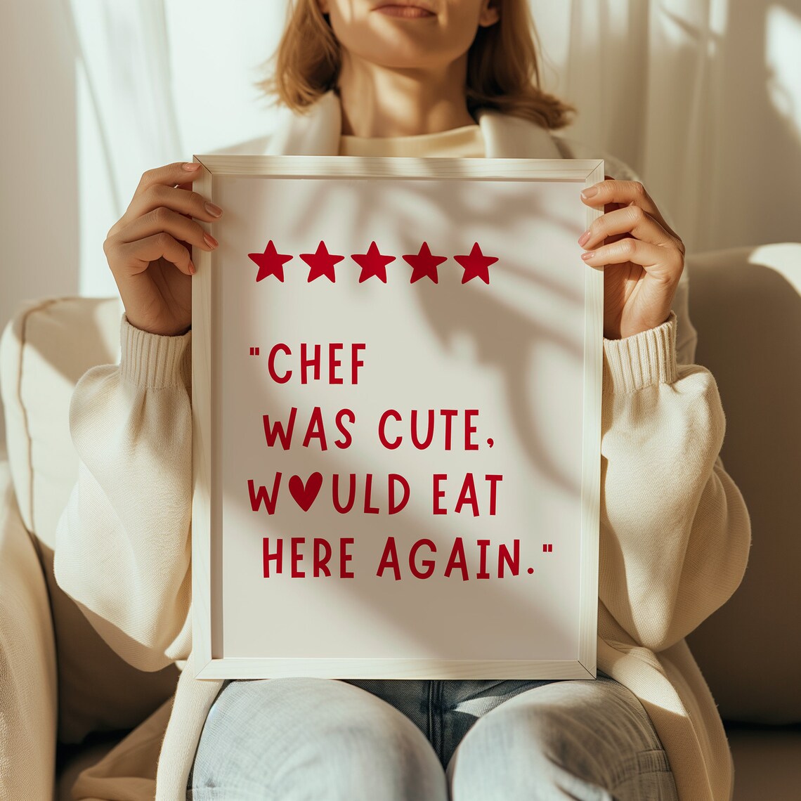 Chef Was Cute Minimalist Heart Kitchen Wall Art - Image 2
