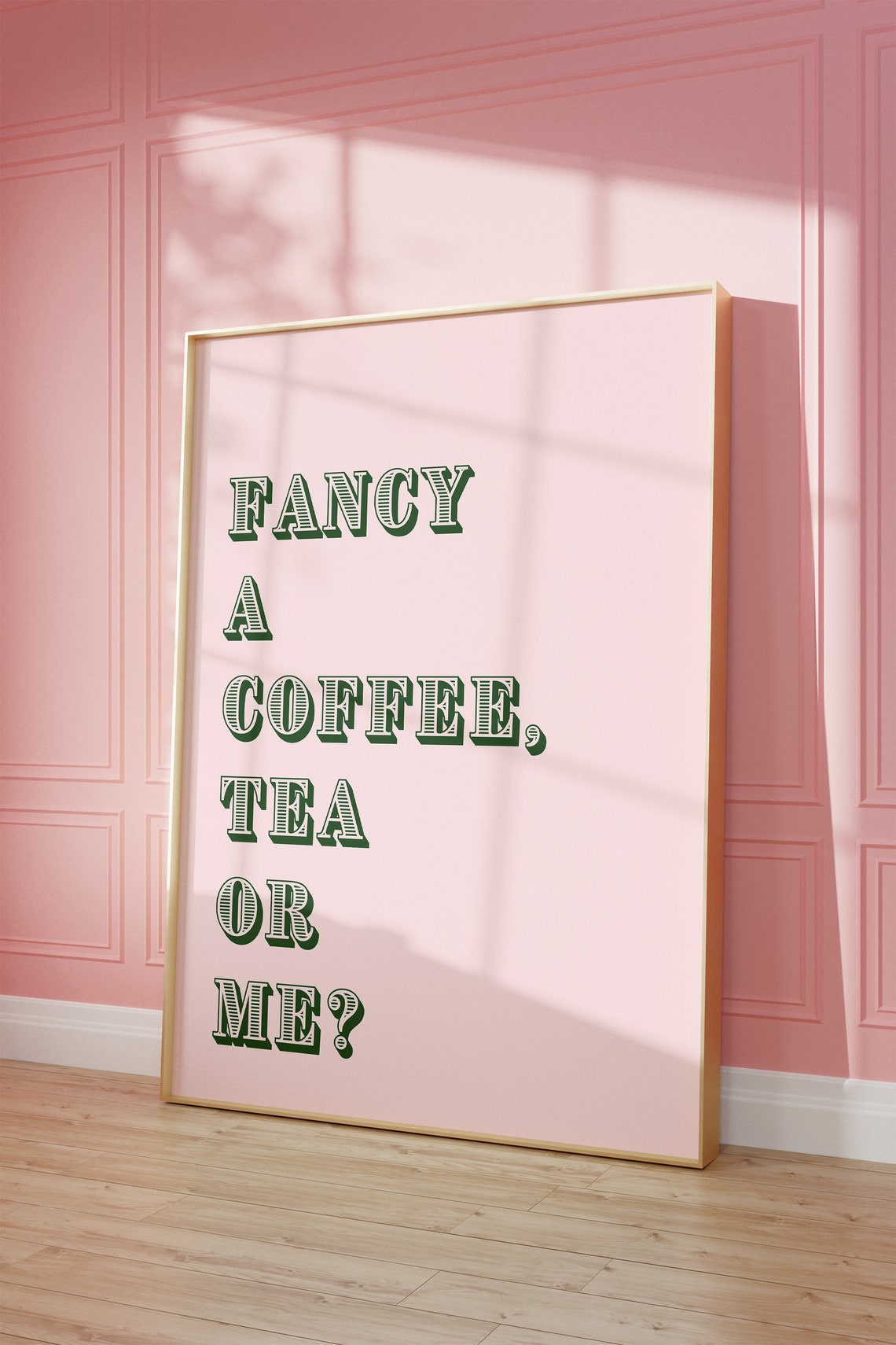 Fancy A Coffee Tea Or Me Funny Kitchen Typography Quote Poster - Image 3