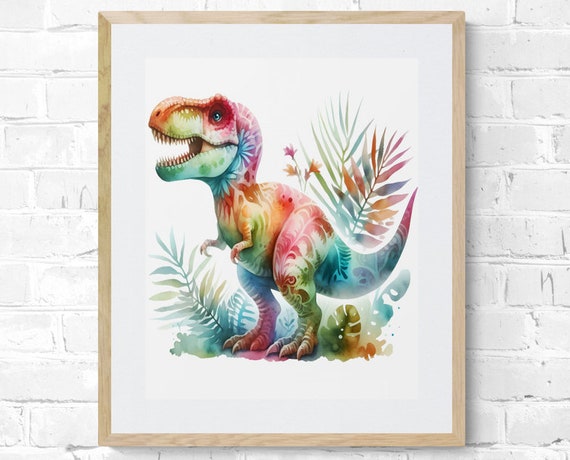 Rainbow T Rex Nursery Art Nursery Decor Art Wall Art Prints Decor T Rex Dinosaur