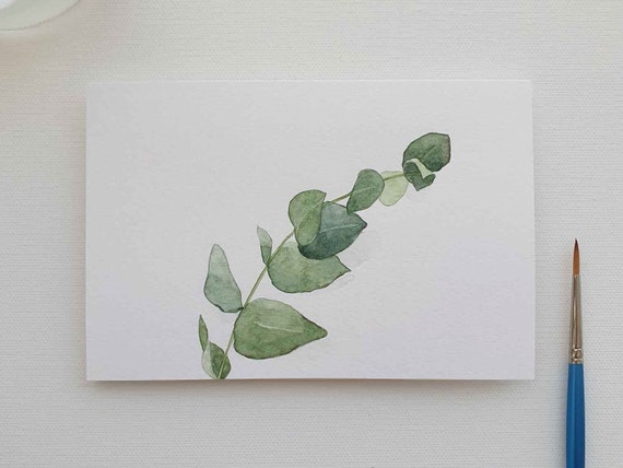 Hand Painted Eucalyptus Watercolor Original Botanical Art 15x10 Cm