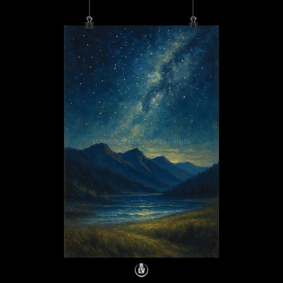 Starry Night Matte Vertical Posters Celestial Wall Art Nature Decor Mountain Artwork Sky Prints Apls 43
