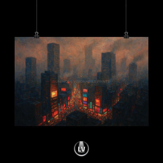 Ny Skyline Art Print, Urban Twilight Cityscape