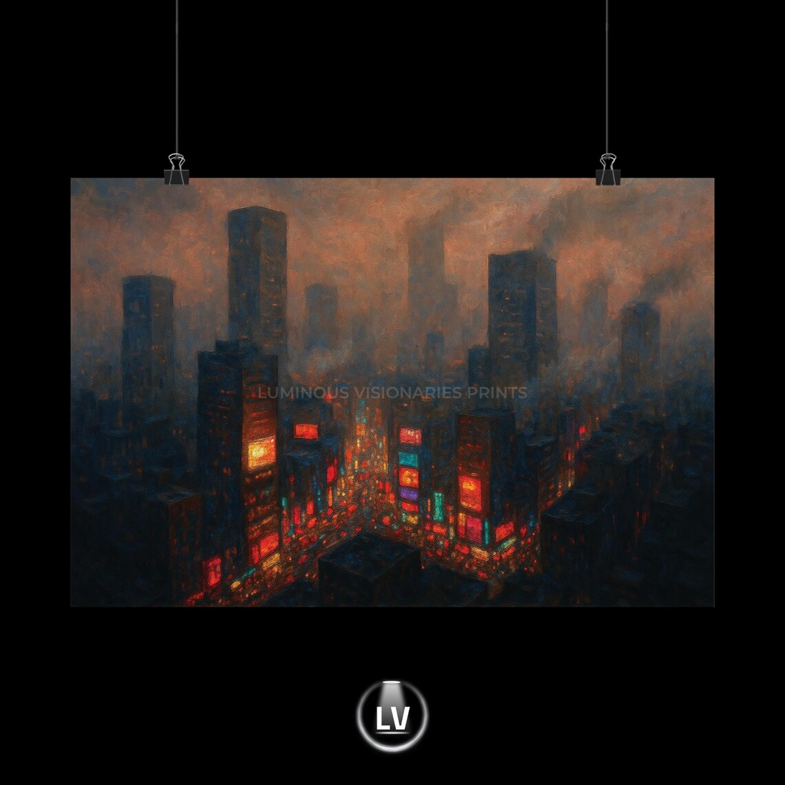 Ny Skyline Art Print, Urban Twilight Cityscape