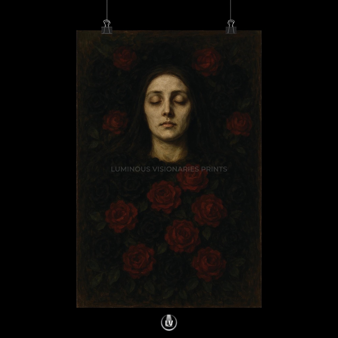 Dark Floral Poster Print, Gothic Wall Decor