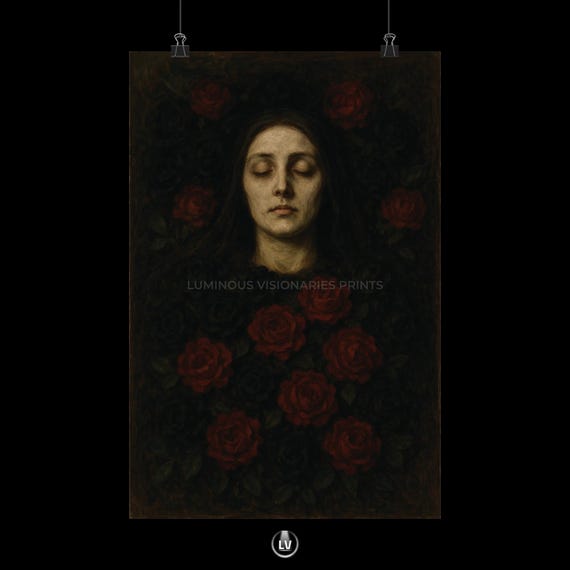 Dark Floral Poster Print, Gothic Wall Decor