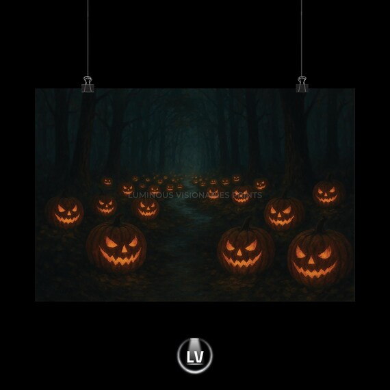 Spooky Halloween Pumpkin Decor, Poster Print