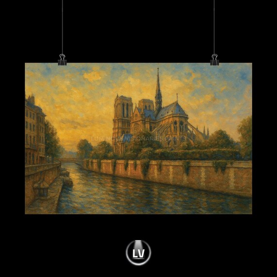Elegant Matte Horizontal Poster Of Notredame At Sunset Wall Art Home Dcor Gift For Lovers Parisian Vibe Vintage Print Apacs 80
