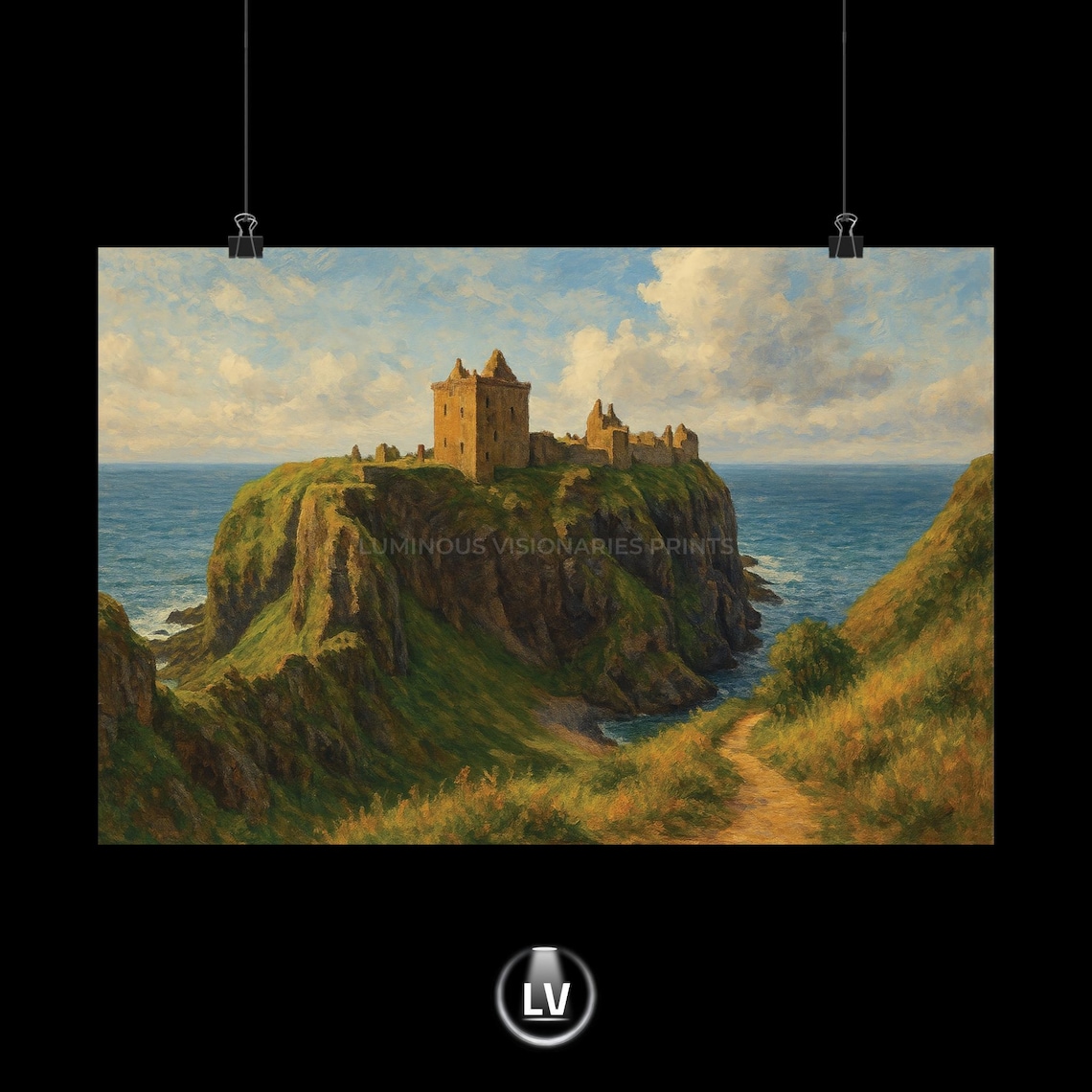 Magical Castle Landscape, Boho Style Poster