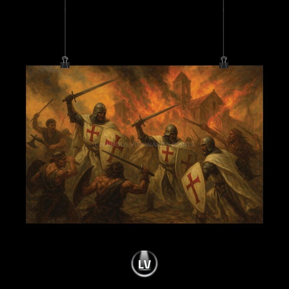 Crusaders Battle Art Poster Medieval Wall Historical Decor Living Room Artwork Gift For Knights Fans Apmd 11