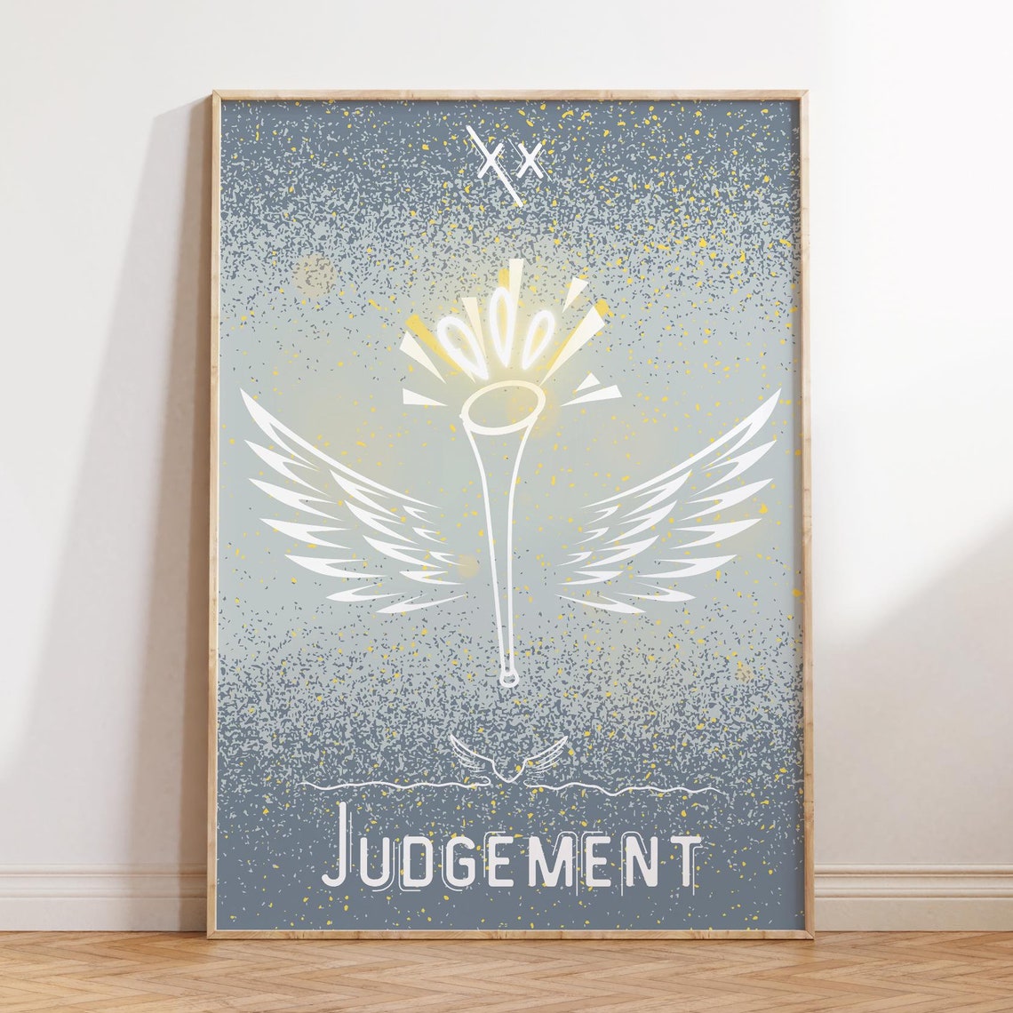 Judgement Tarot Card XX Celestial Angel Trumpet Spiritual Art Poster