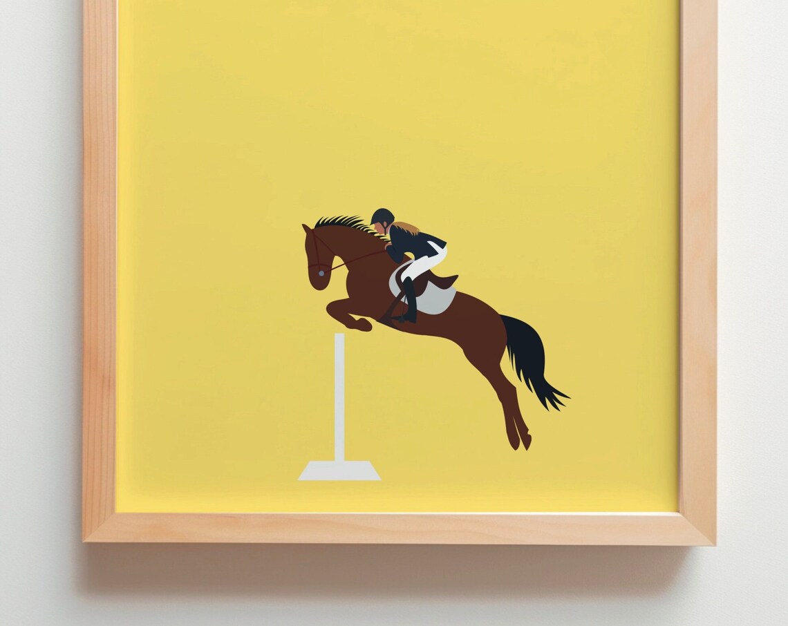 Show Jumping Horse Riding Poster, Minimal Modern Art Print - Image 5