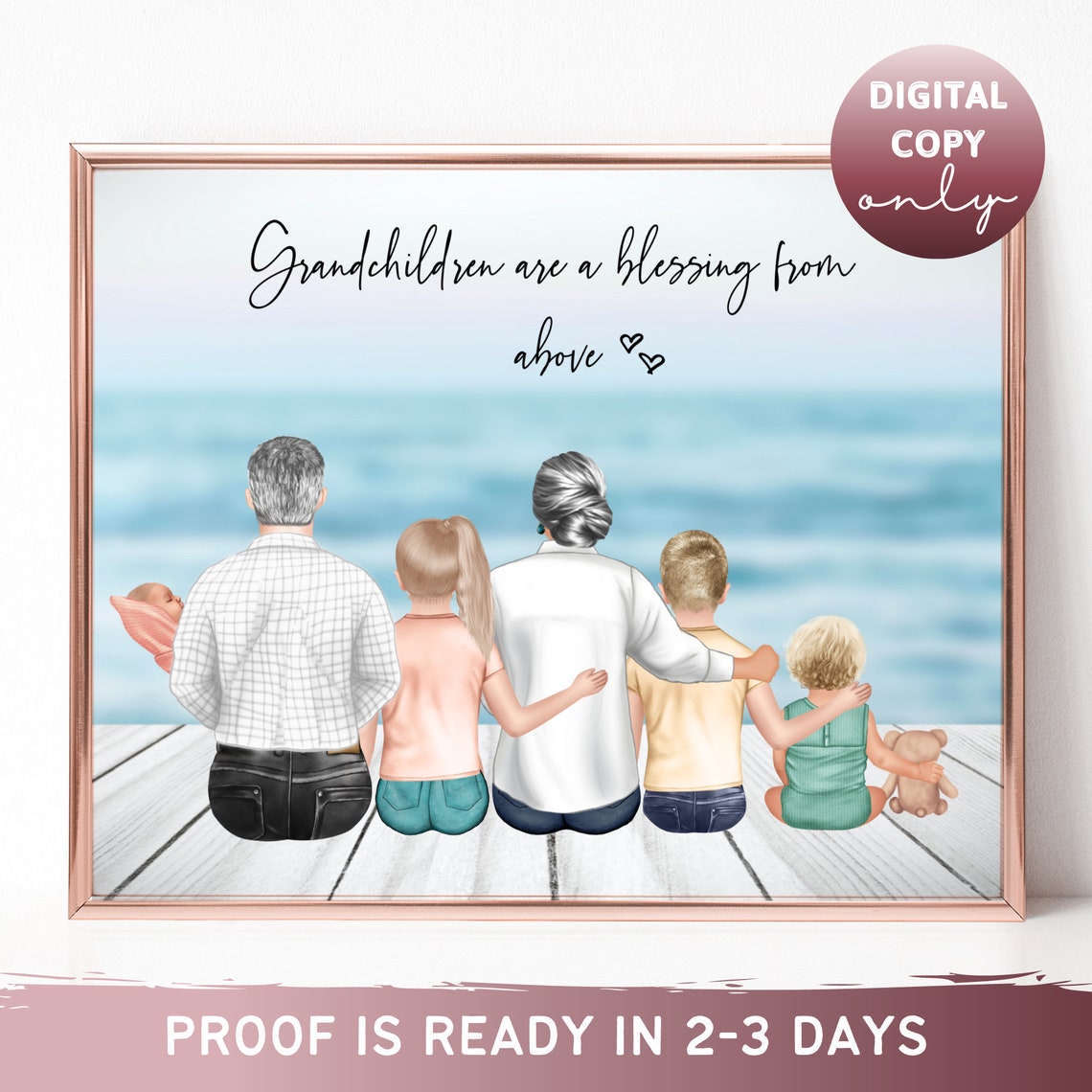 Grandma Gift Mothers Day Gift Grandparents Gift Grandmother Print Family Portrait Personalized Gift Grandpa Gifts For Grandpa Grandfather 2