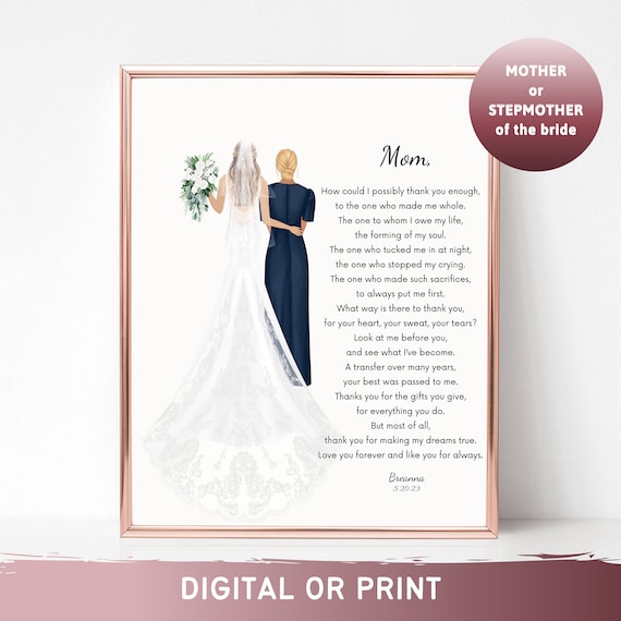Mom How Could I Possibly Thank You Mother of the Bride Poem Poster