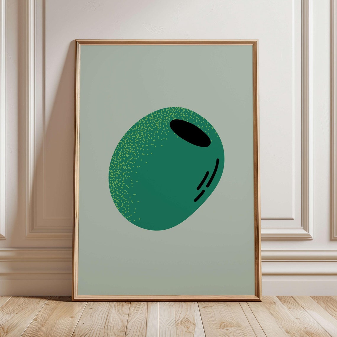 Green Olive Minimalist Poster Modern Kitchen Abstract Food Decor - Image 3