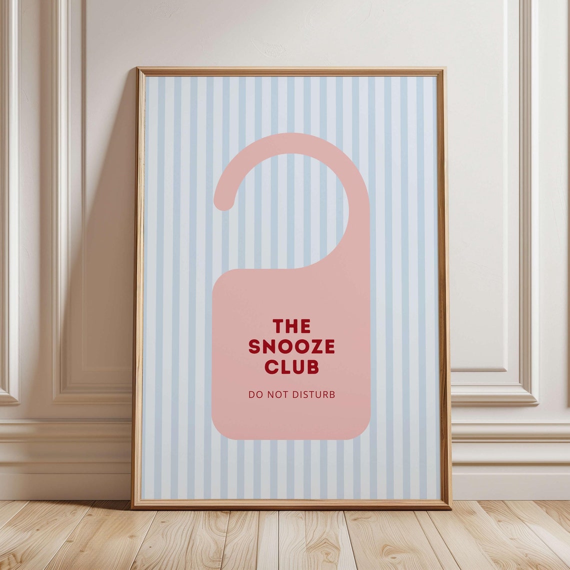 Striped Snooze Club Door Sign Print Homebody Above Bed Wall Art Trendy Grandmillennial Bedroom Vintage Dorm Room