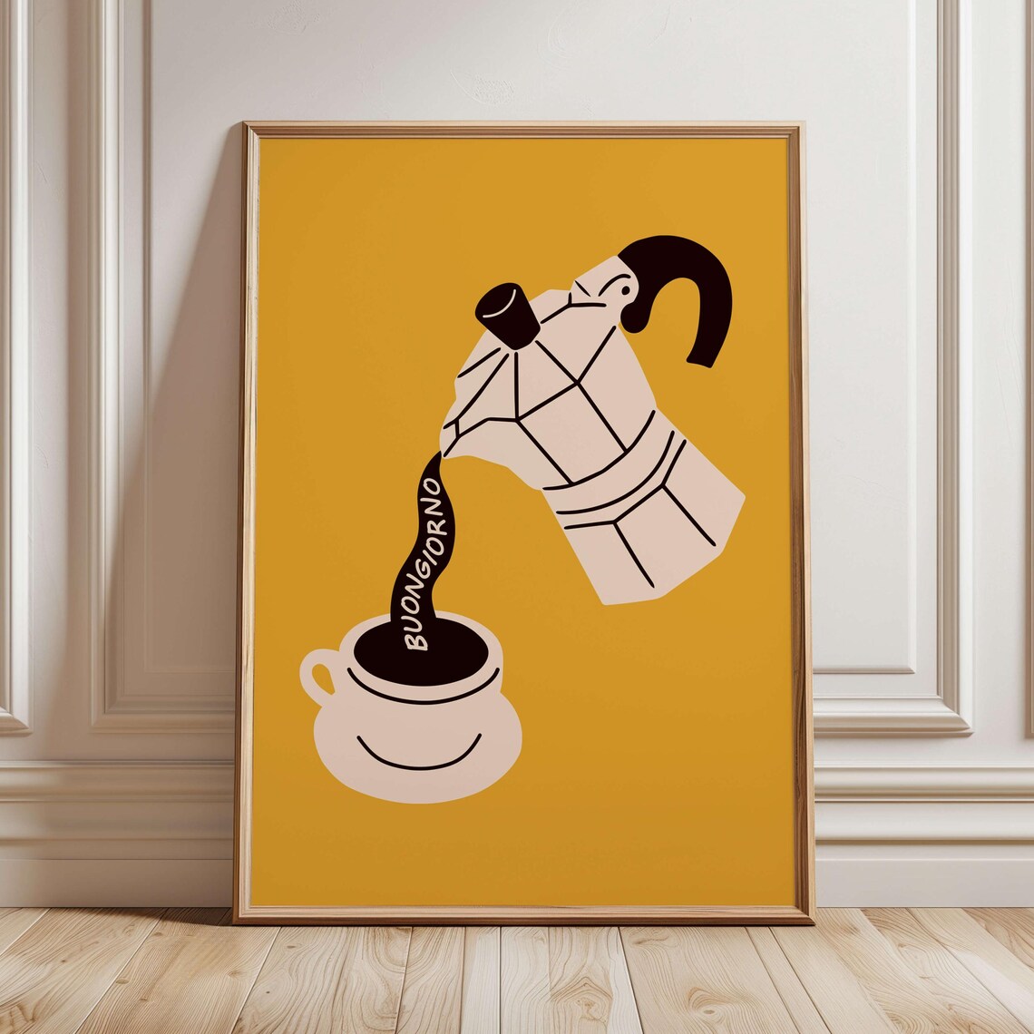 Buongiorno Moka Pot Coffee Retro Kitchen Poster Print