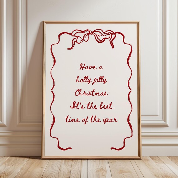 Have A Holly Jolly Christmas Red Script Holiday Decor Poster