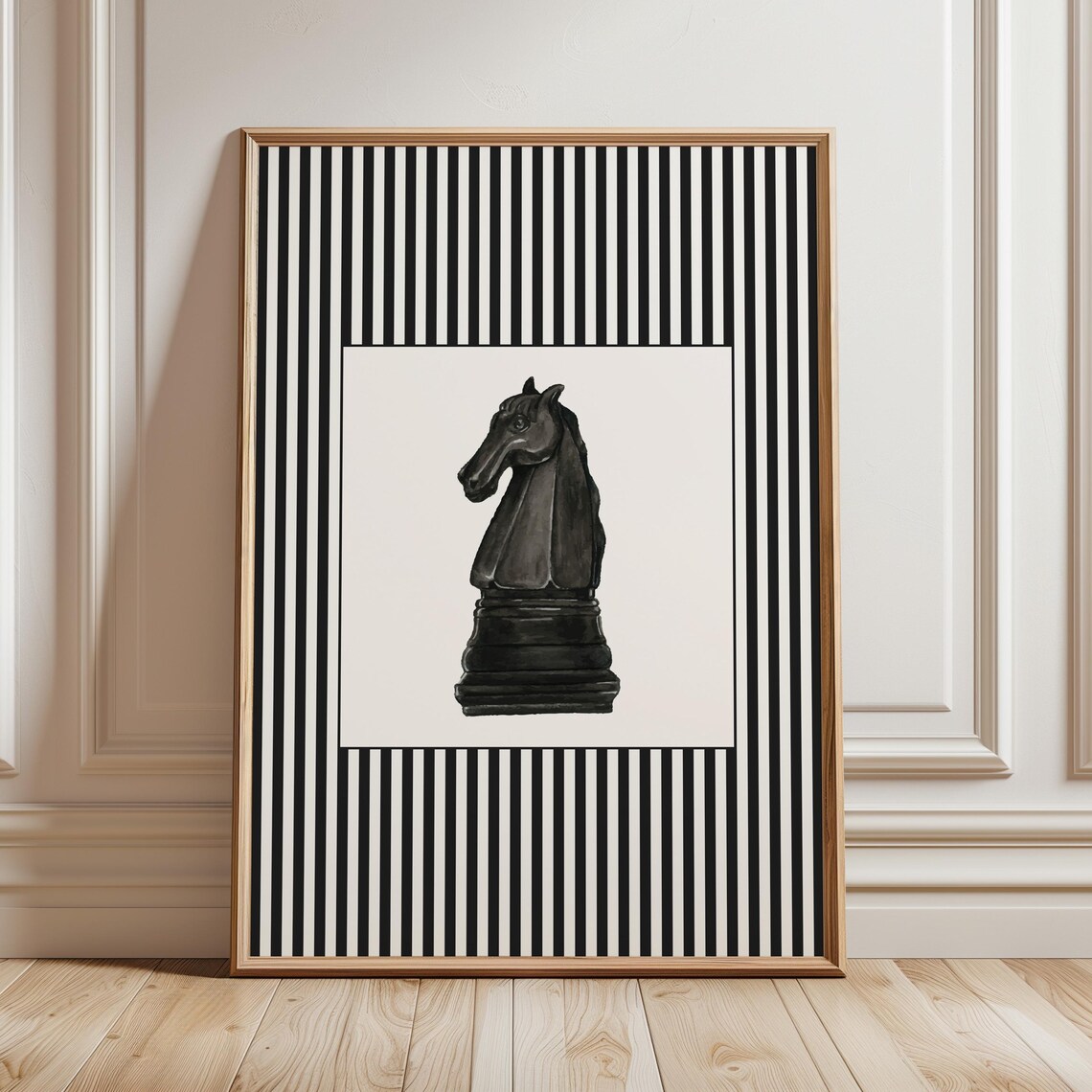 Chess Vintage Stripes Art Print, Grandmillennial Nursery