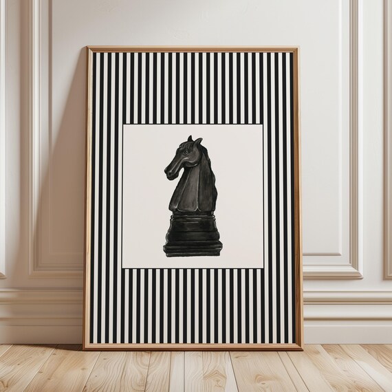 Chess Vintage Stripes Art Print, Grandmillennial Nursery