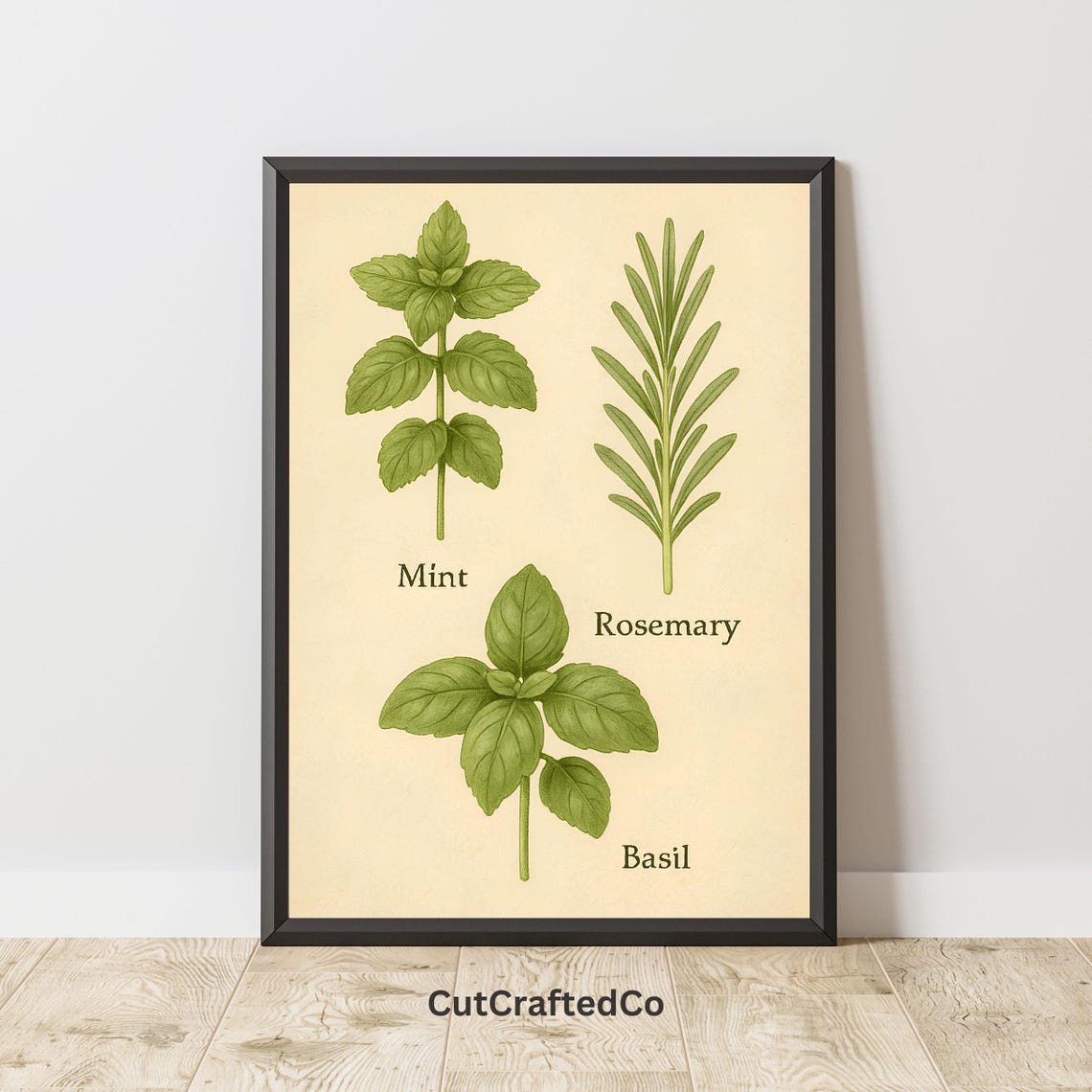 Herbal Kitchen Wall Art Mint Rosemary Basil Botanical Print Vintage Culinary Herb Poster Png