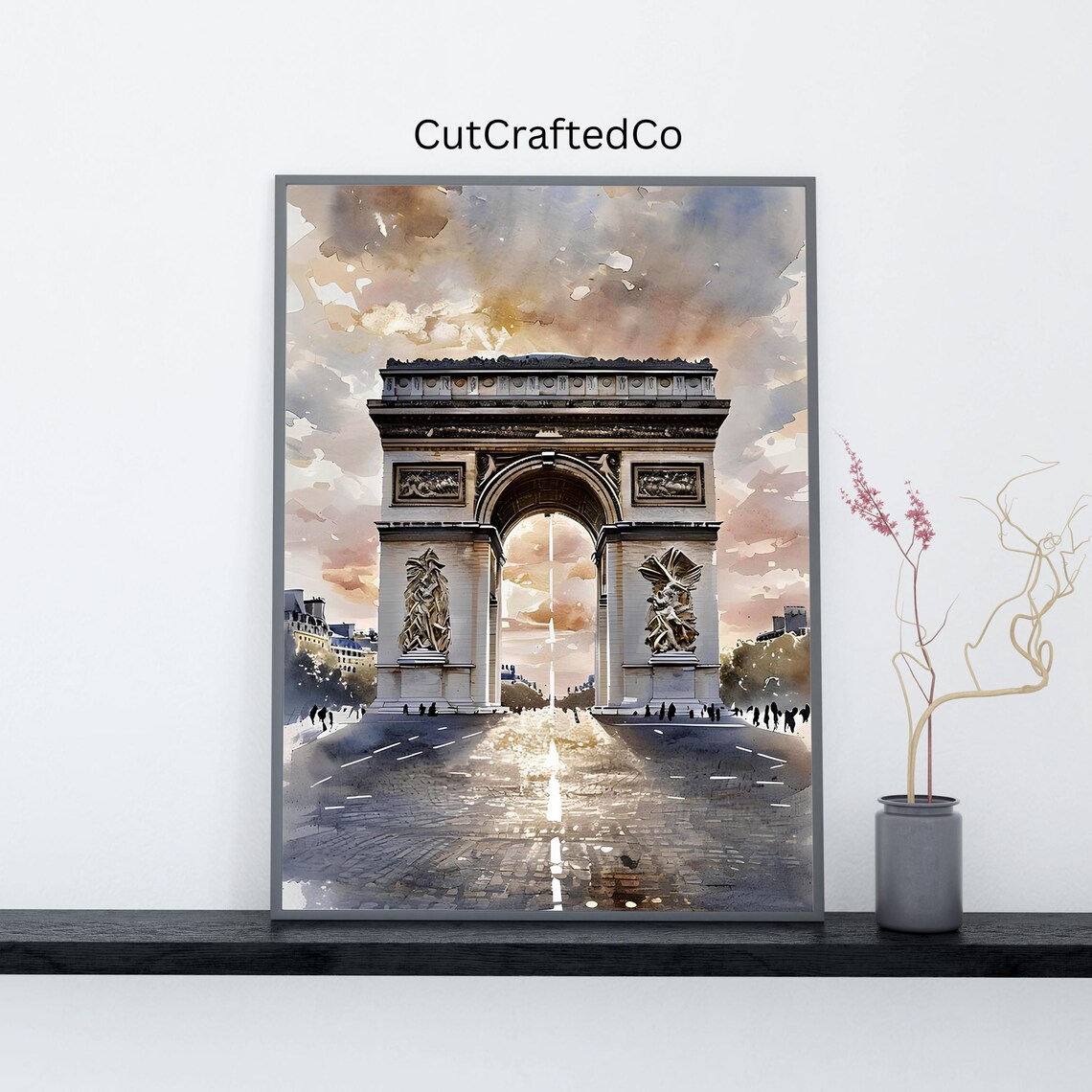 Arc de Triomphe Paris Watercolor Champs Elysees France Poster