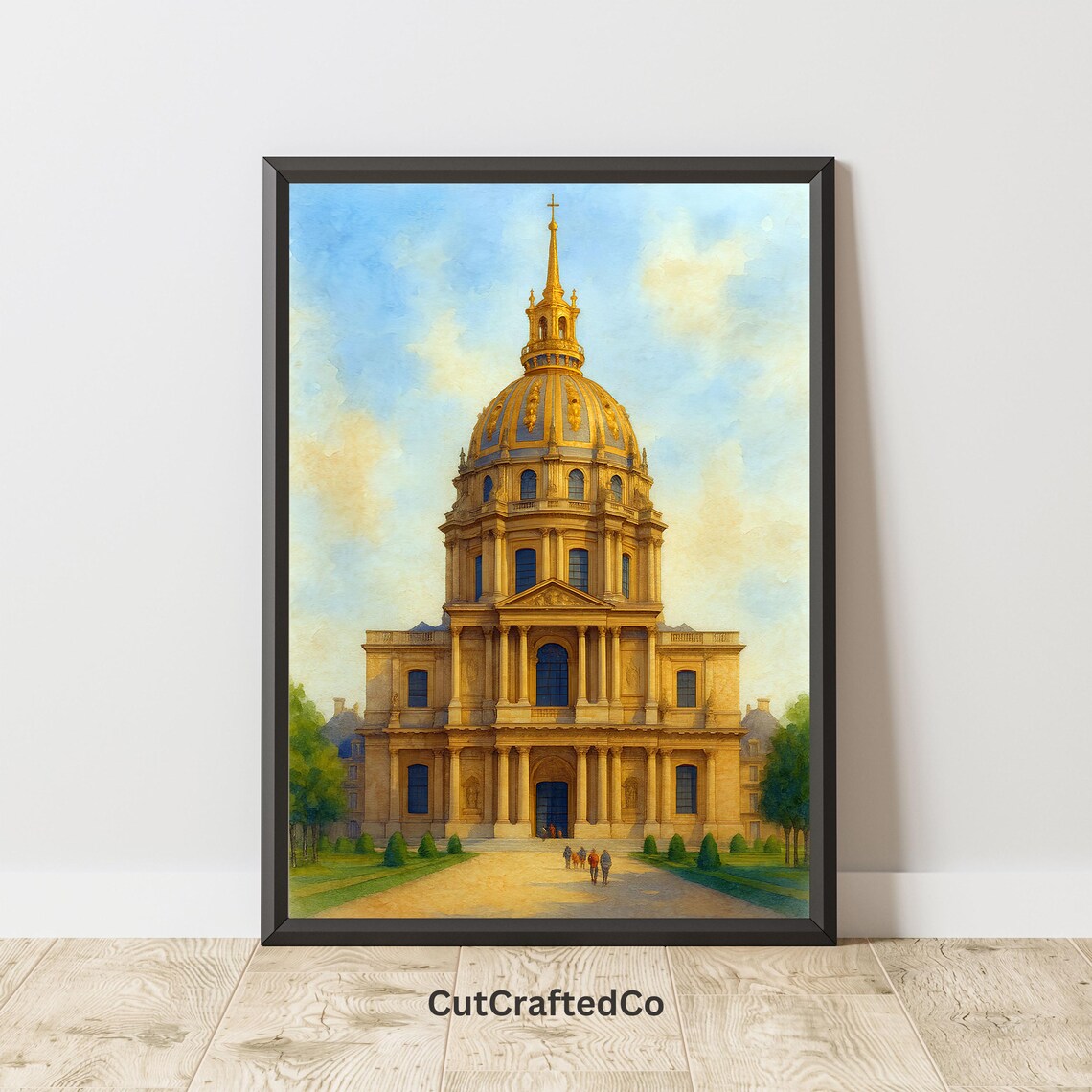 Les Invalides Golden Dome Paris France Watercolor Landmark Poster