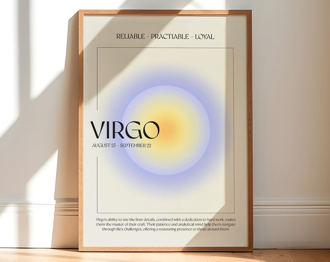 Virgo Zodiac Aura Gradient Reliable August Birthday Astrology Poster