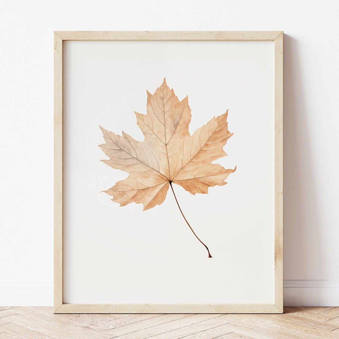 Minimalist Fall Leaf Press Watercolor Art Print