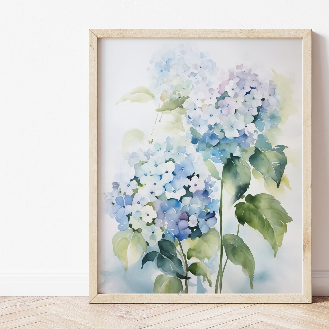 Blue Hydrangea Watercolor Art Print, Farmhouse Floral - Image 3