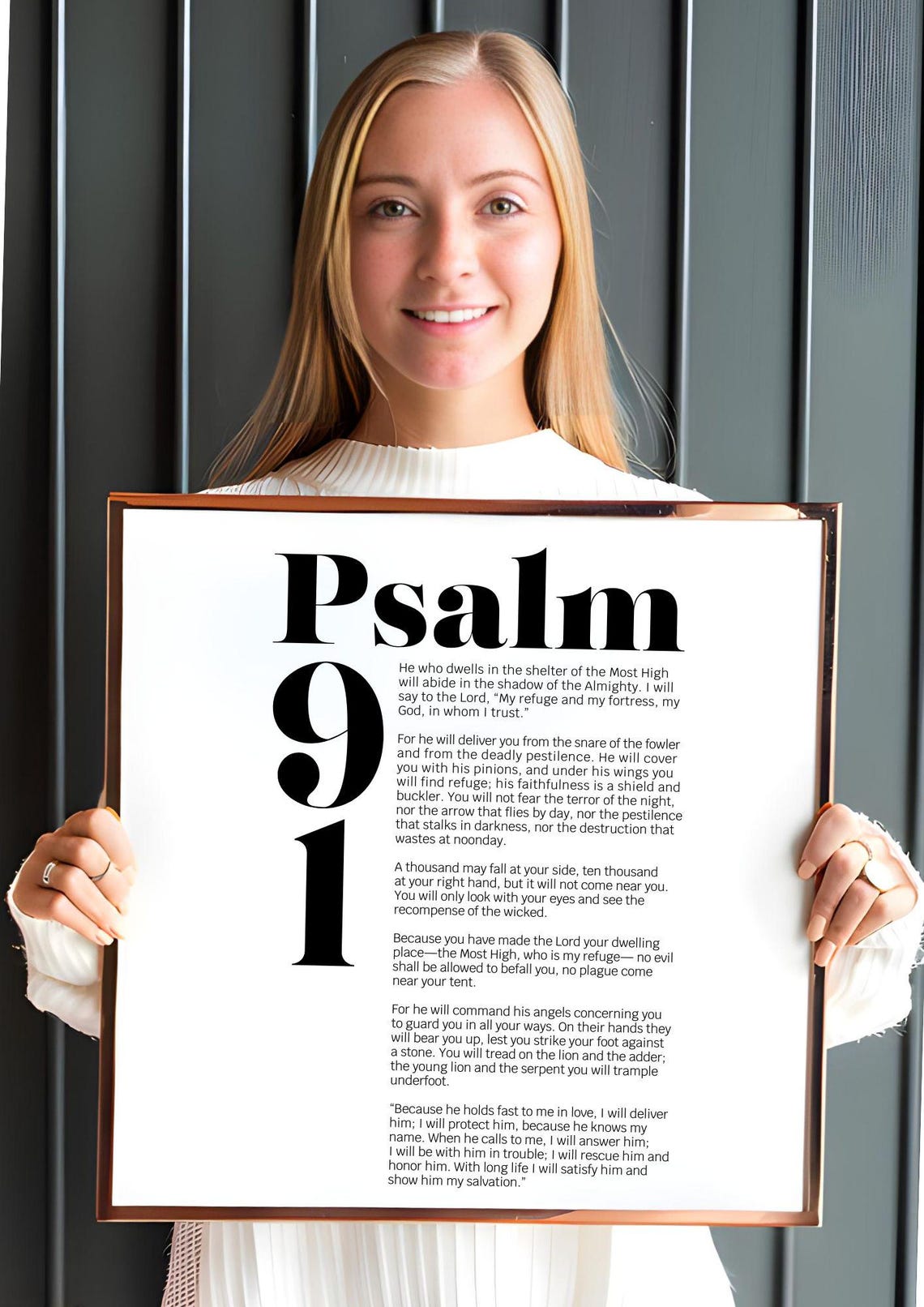 Psalm 91 Bible Verse Wall Art Christian Modern Scripture Poster Bold Typography Baptism Baby Shower Birthday Gift Idea - Image 4