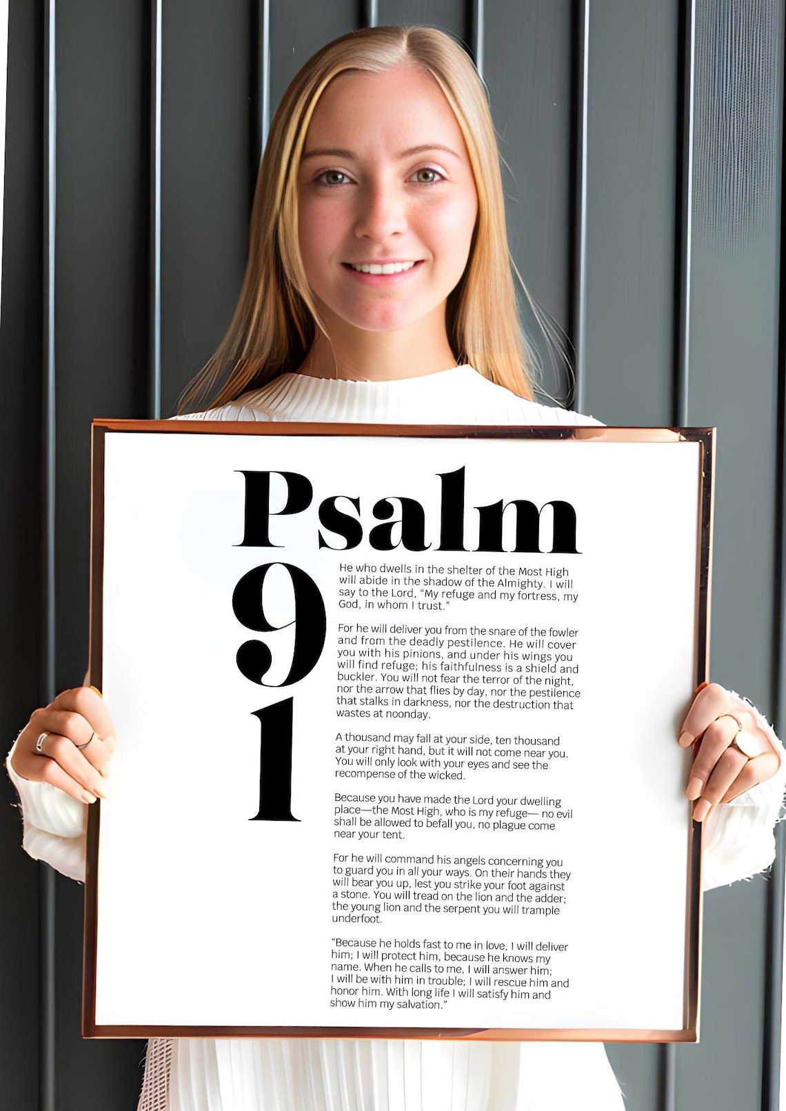 Psalm 91 Bold Typography Scripture Verse Poster Christian Wall Art Print - Image 4