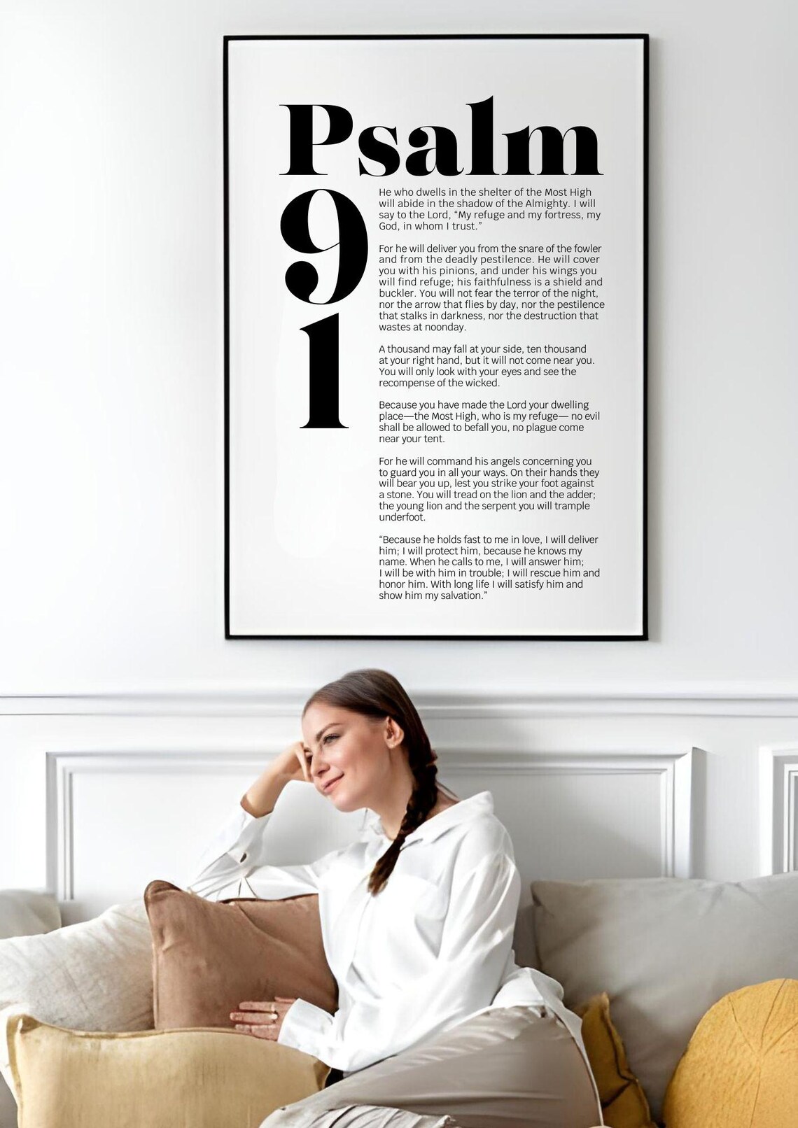 Psalm 91 Bold Typography Scripture Verse Poster Christian Wall Art Print - Image 2