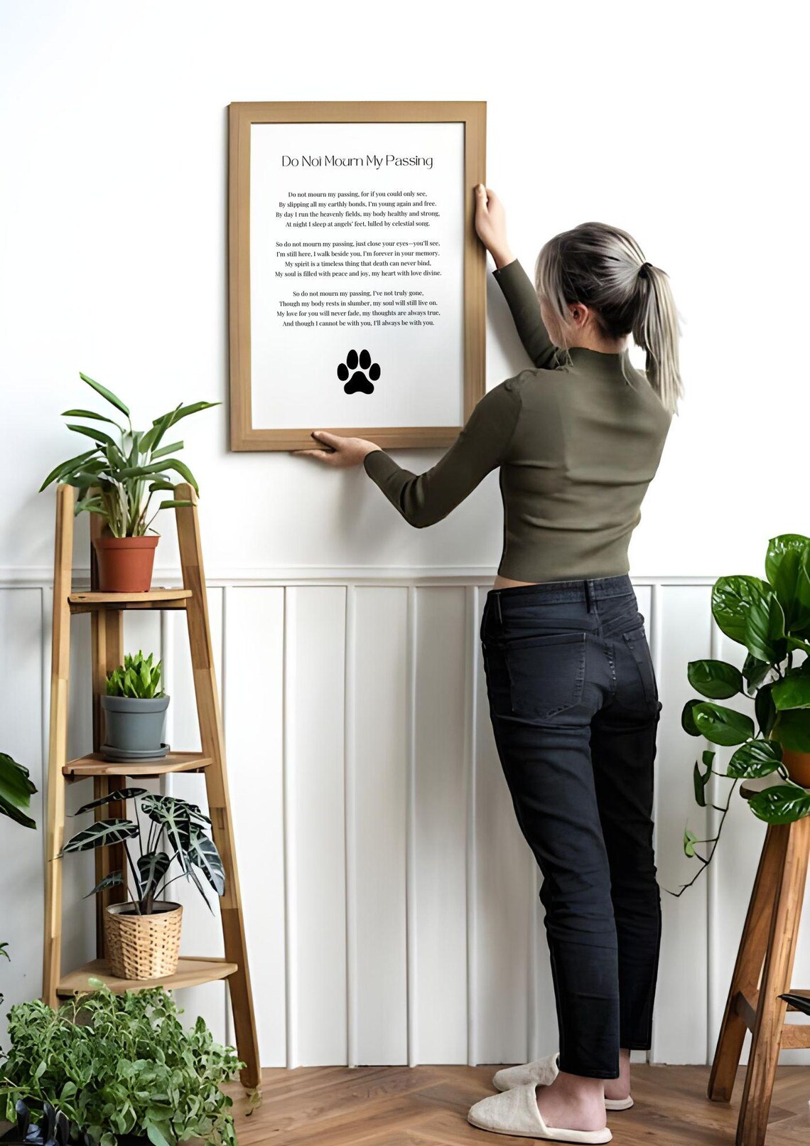 Do Not Mourn My Passing Poem Paw Print Pet Loss Sympathy Wall Art Poster - Image 2