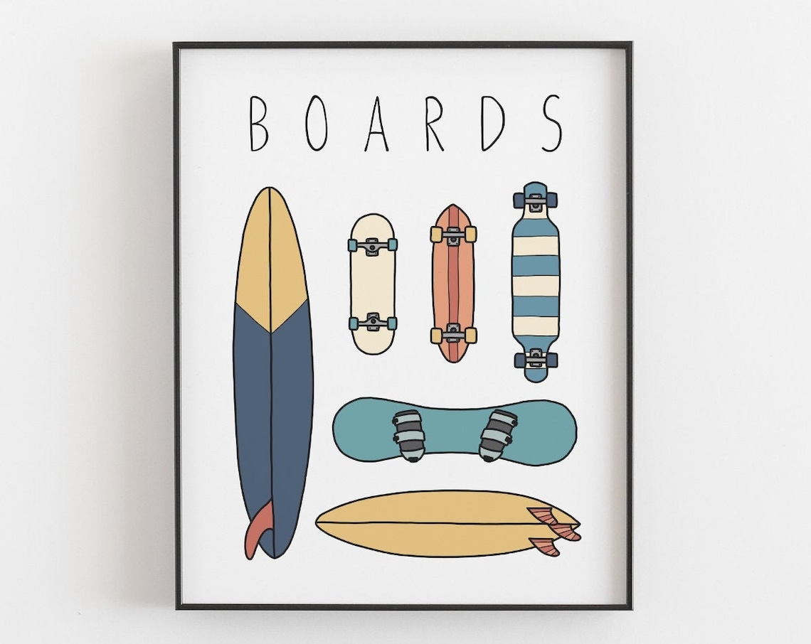 Boards Poster Print, Kids Room and Beach House Decor