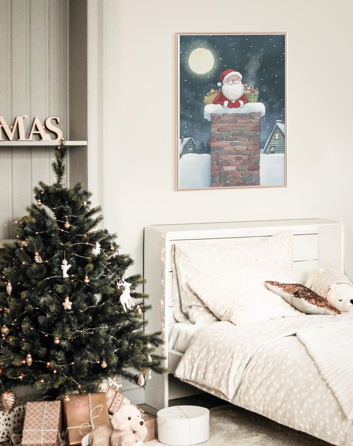 Santa Claus Nursery Wall Art Holiday Kids Room Art Christmas Home Decor Christmas Eve Nursery Print Kid Room Christmas Poster - Image 2