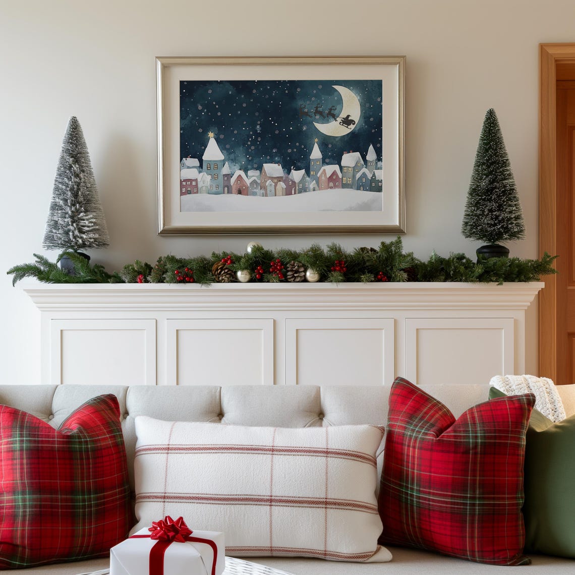 Christmas Nursery Wall Art Santa Claus Winter Holiday Print Kids Christmas Poster Holiday Decoration Winter Village Print - Image 2