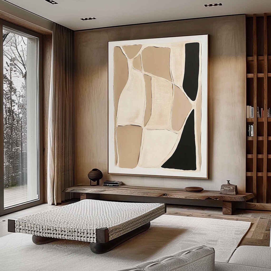 Black Beige Abstract Organic Shape Wabisabi Textured Neutral Poster - Image 2