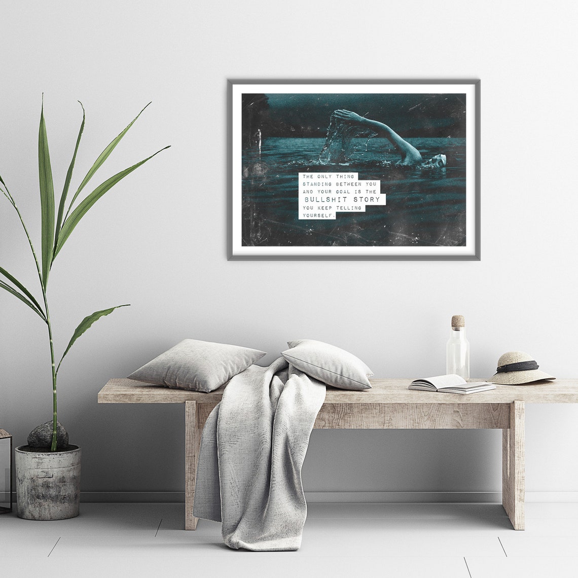 Swimming Motivation Poster Goal Quote Dark Water Swimmer Decor Gift - Image 3