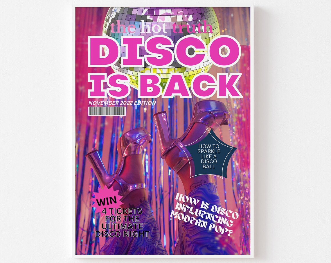 Disco Is Back Magazine Cover November 2022 Edition Retro Party Poster