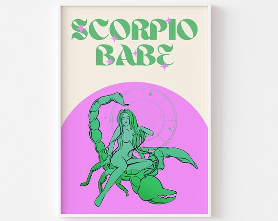 Scorpio Star Sign Print, Retro Zodiac Poster