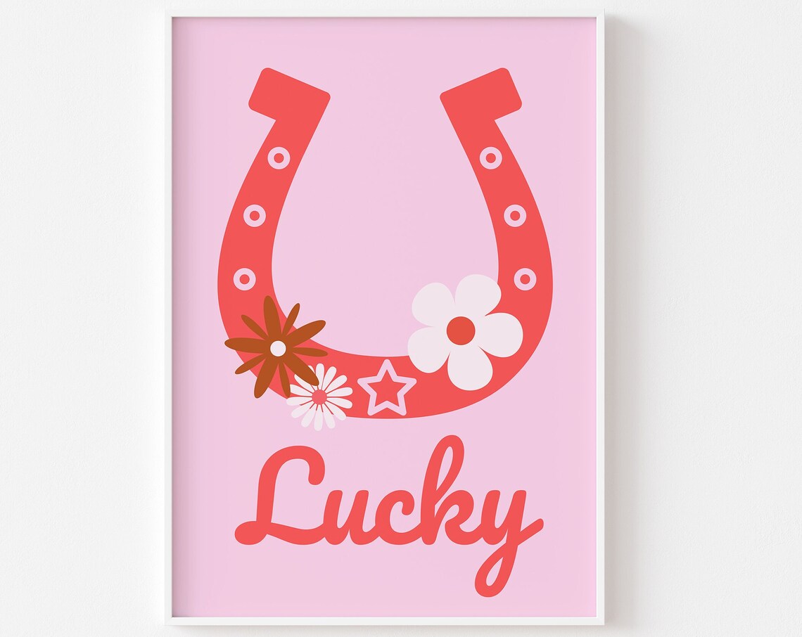Lucky Horseshoe Cowgirl Aesthetic Art Print