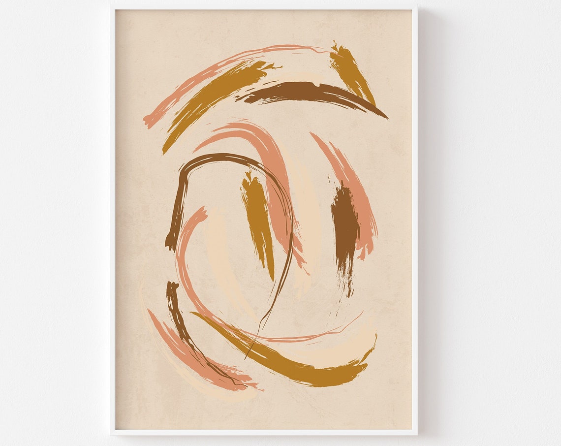 Boho Abstract Warm Toned Paint Strokes Minimalist Style Poster