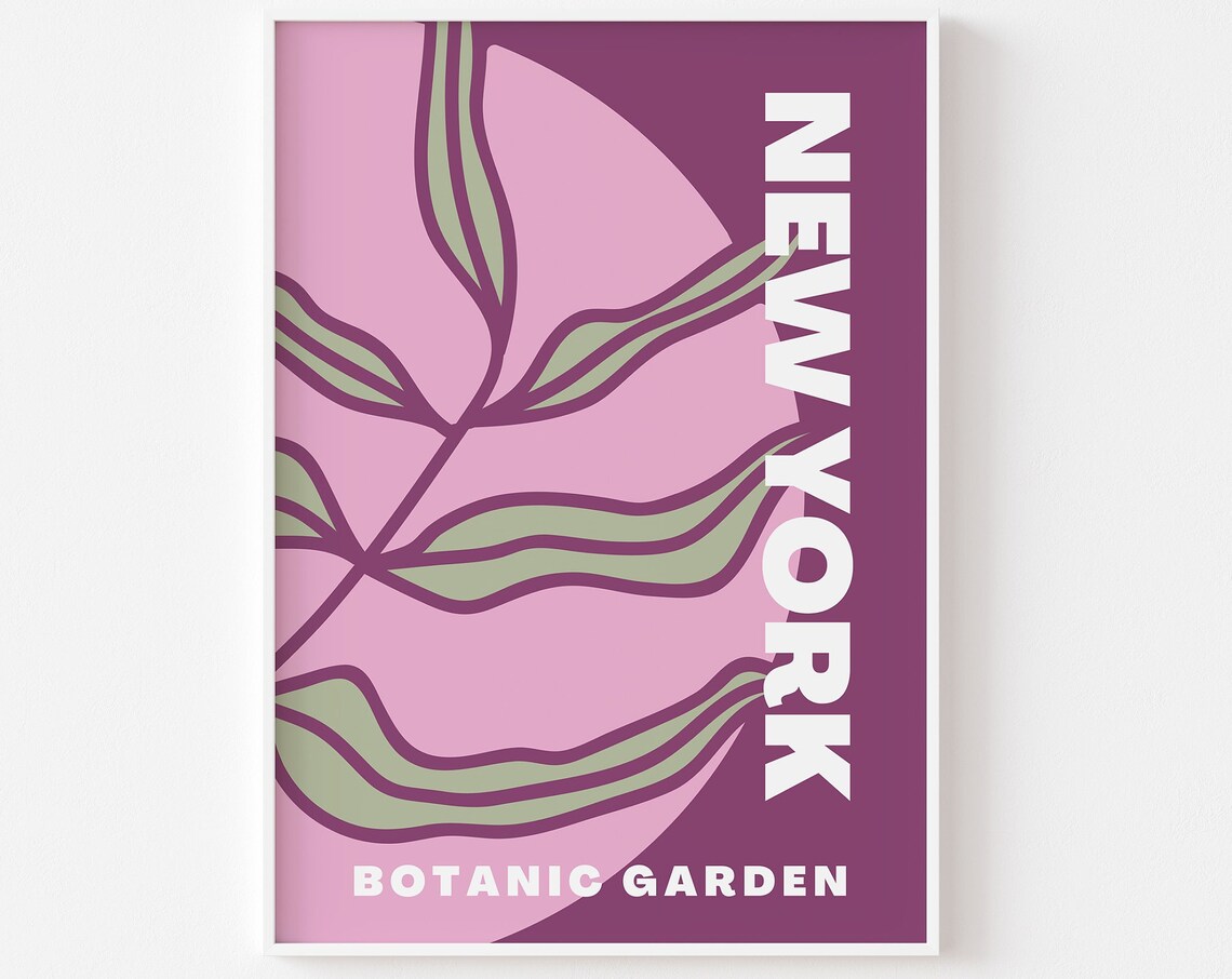 New York Botanic Garden Purple Monstera Retro Botanical Art Poster