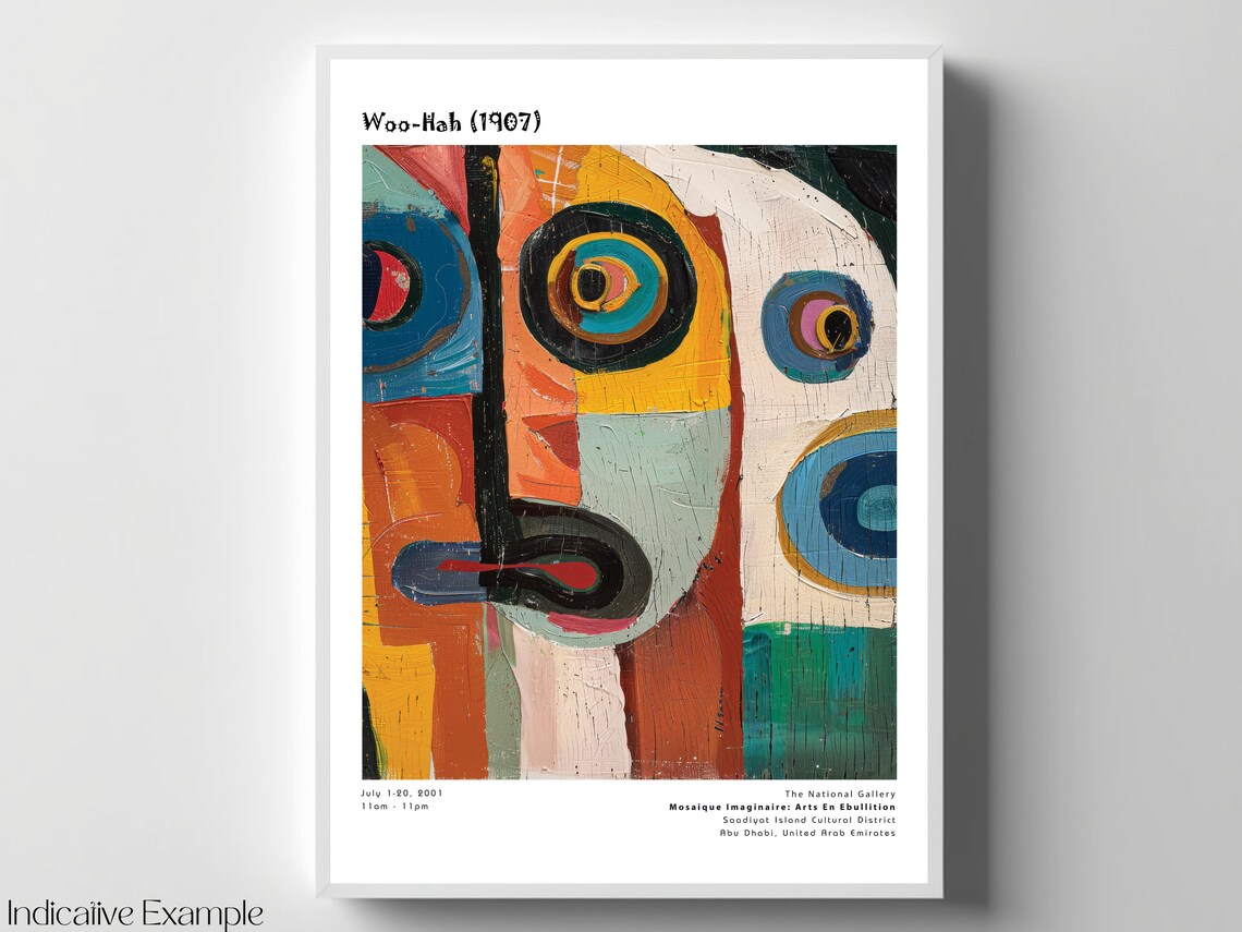 Woo-Hah Abstract Colorful Face Painting Modern Exhibition Poster - Image 4