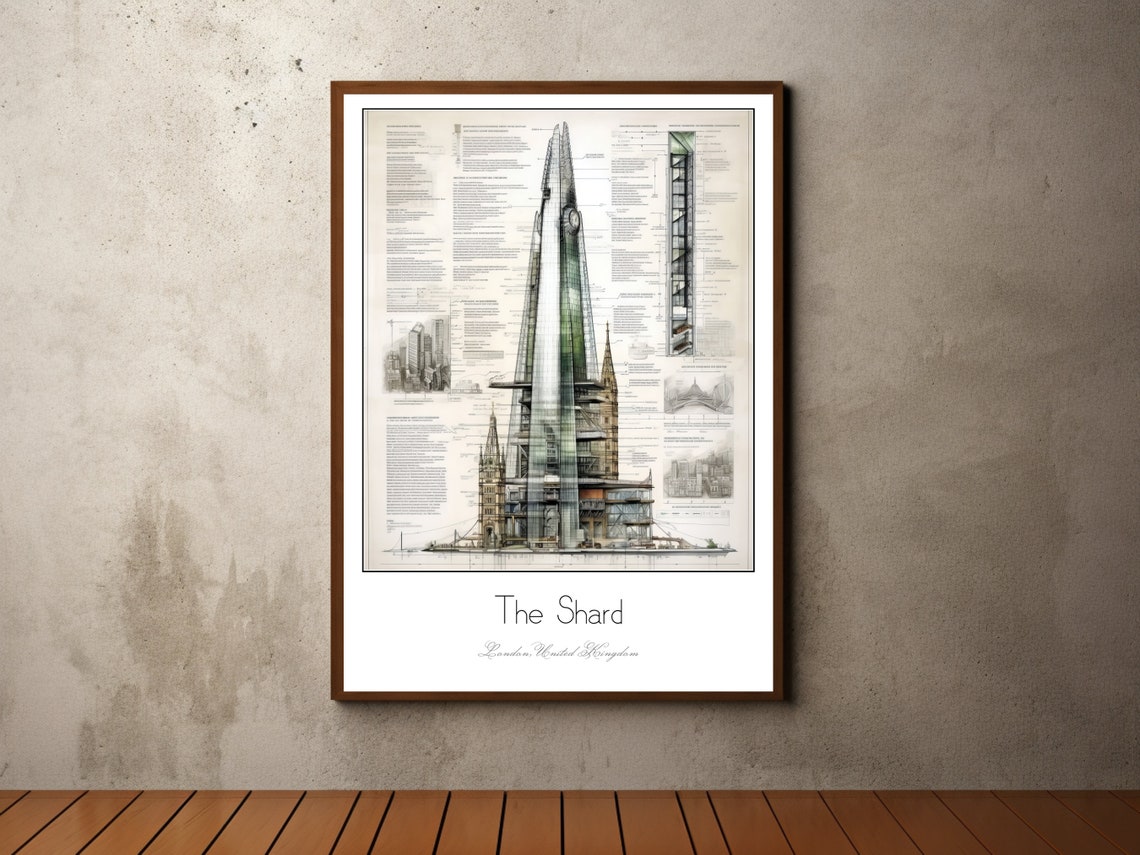 The Shard London Print The Shard London Poster Travel Print Poster The Shard London Renzo Piano Print Architecture Poster Vintage Art