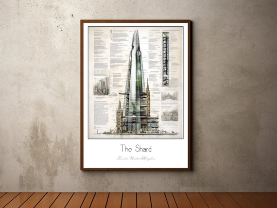 The Shard London Print The Shard London Poster Travel Print Poster The Shard London Renzo Piano Print Architecture Poster Vintage Art