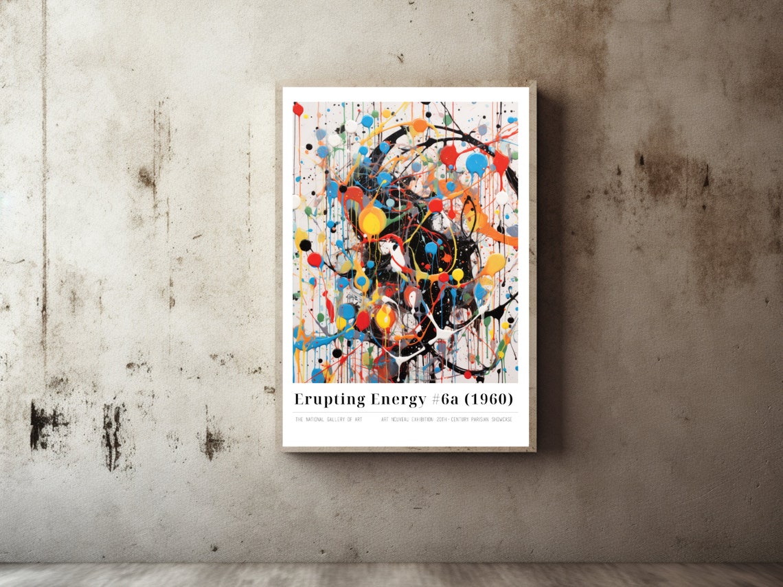 Erupting Energy 6a Pollock Inspired Multicolor Drip Art Poster - Image 2