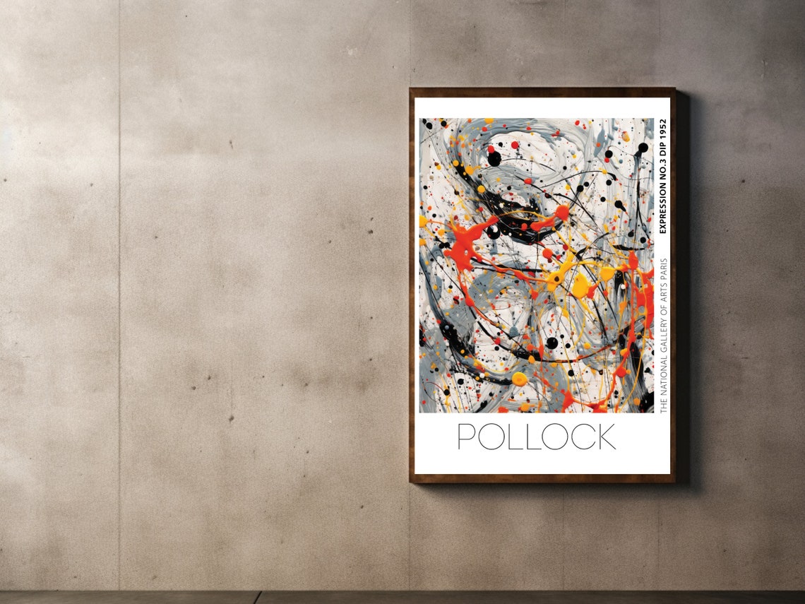 Pollock Expression No 3 Dip 1952 Black White Drip Painting Poster - Image 2