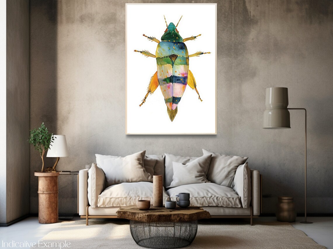 Rainbow Watercolor Beetle Insect Nature Wall Decor Art Poster - Image 3