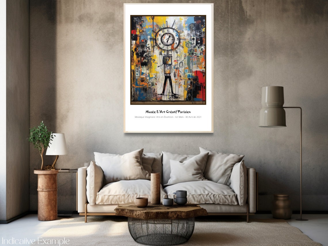Basquiat Inspired Bold Raw Melting Clock Figure Graffiti Poster - Image 3